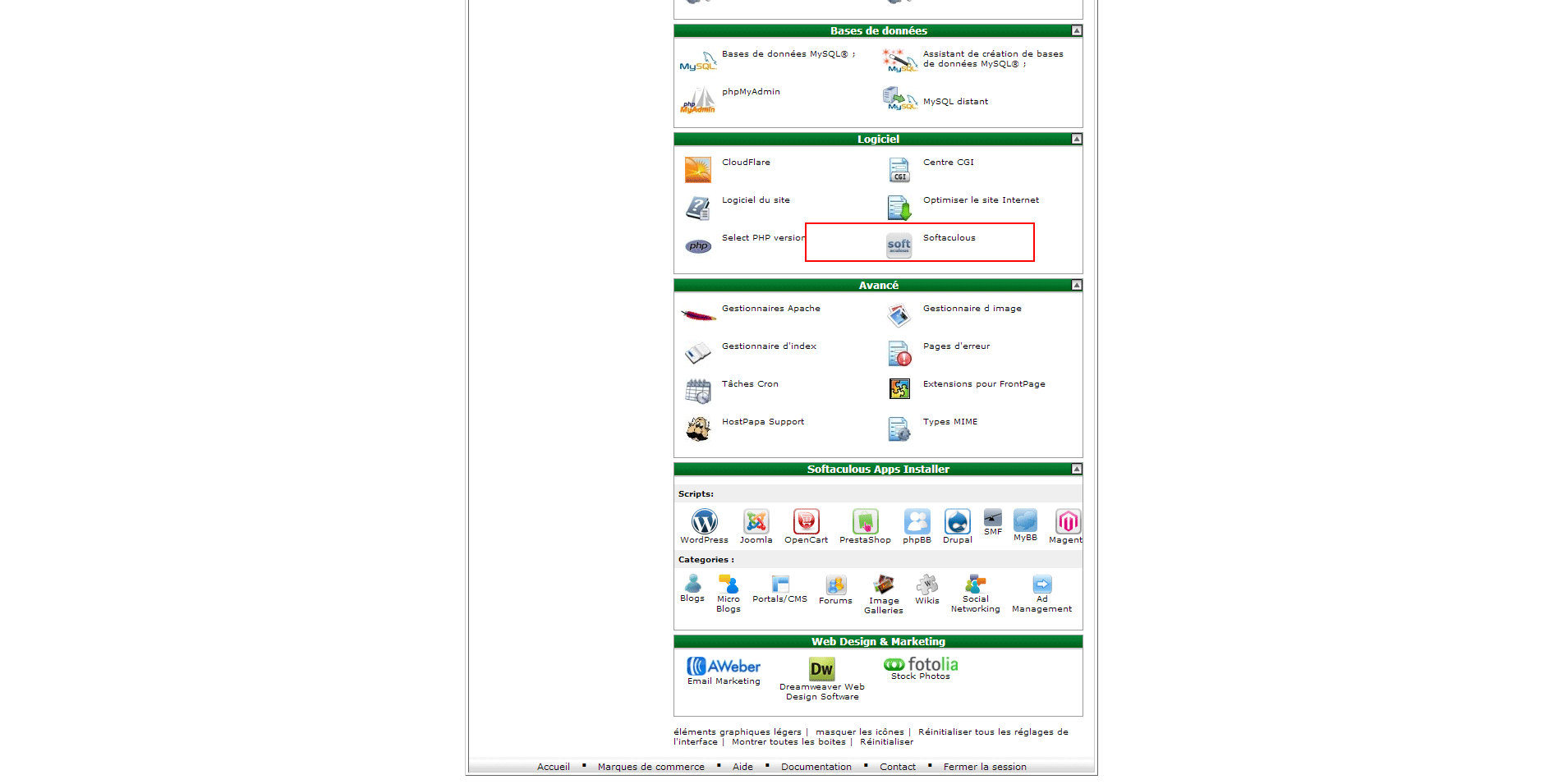 Softaculous on cPanel